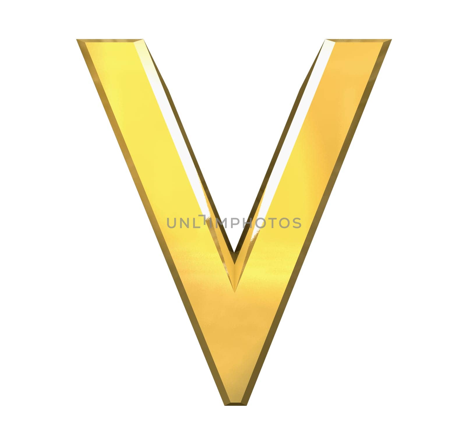 gold 3d letter V - 3d made
