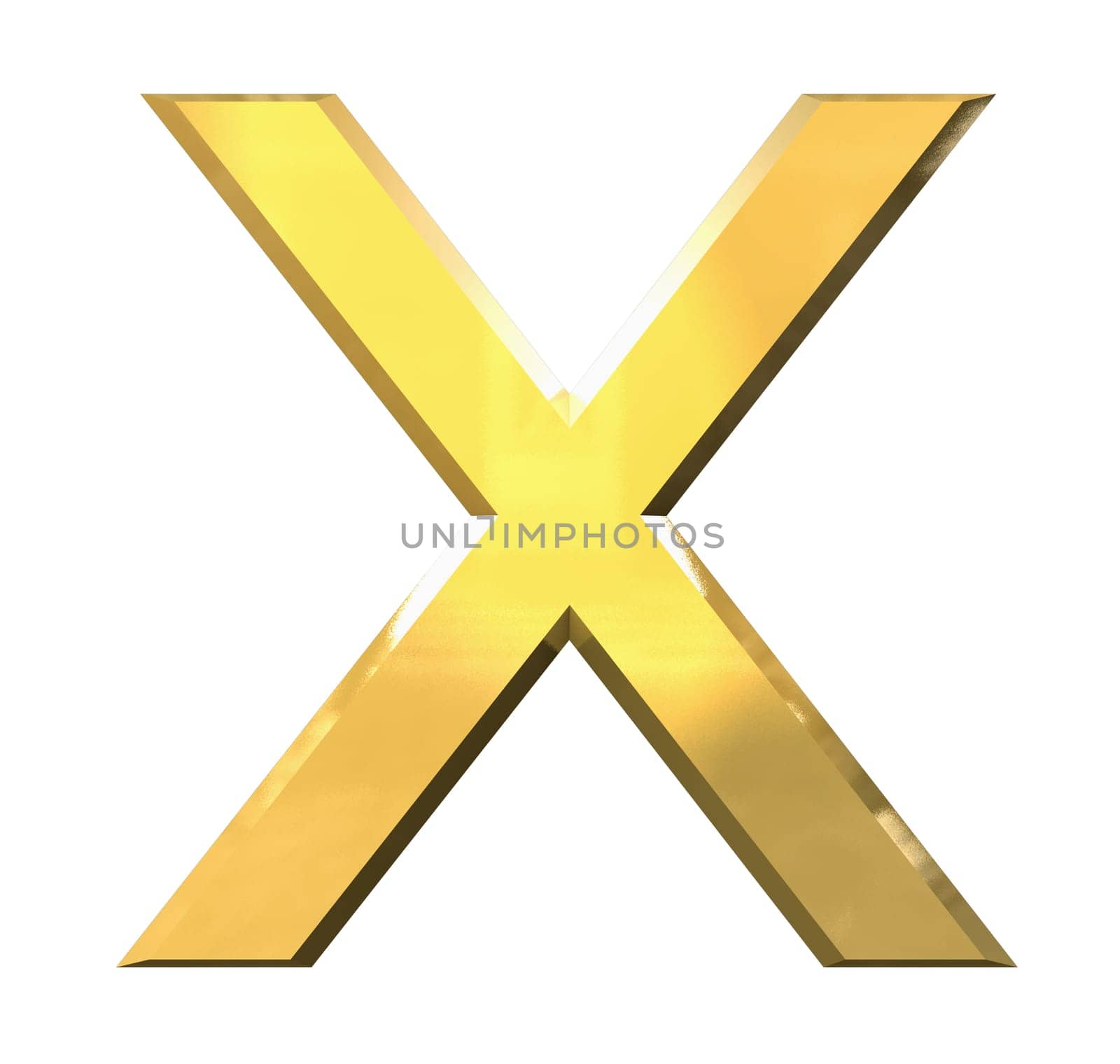gold 3d letter X - 3d made