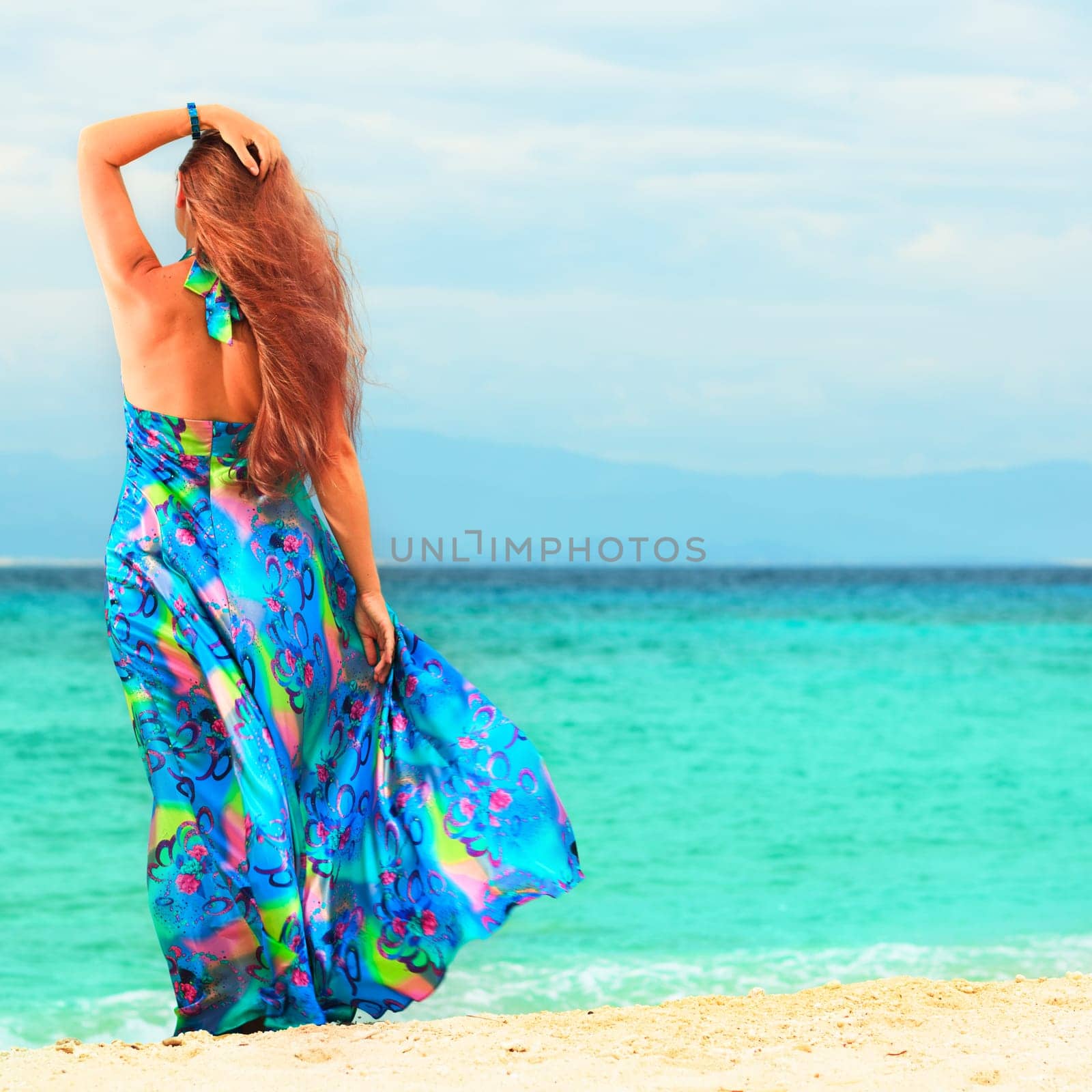 Rear view of woman near the sea