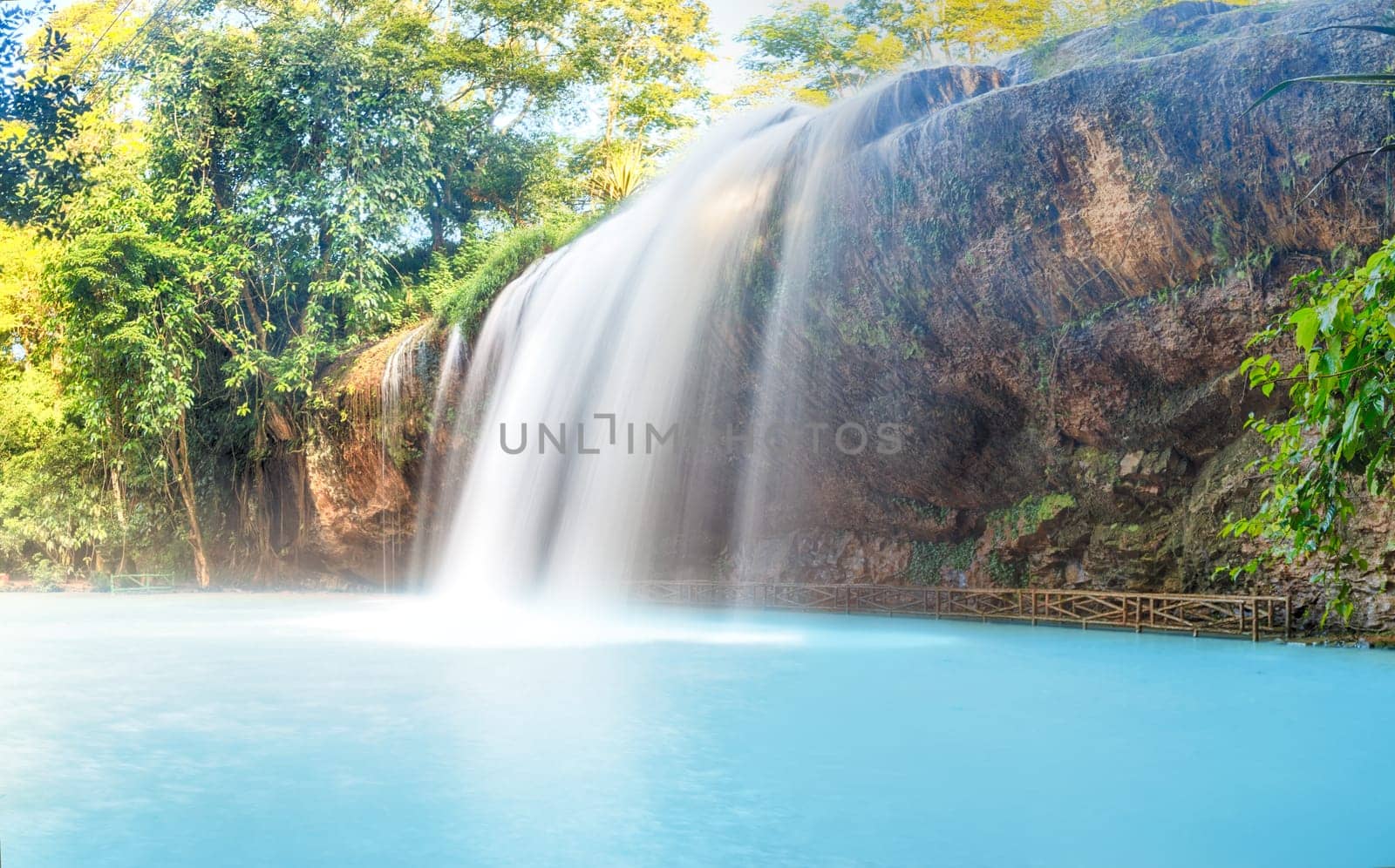 Beautiful Prenn waterfall in Vietnam. Panorama