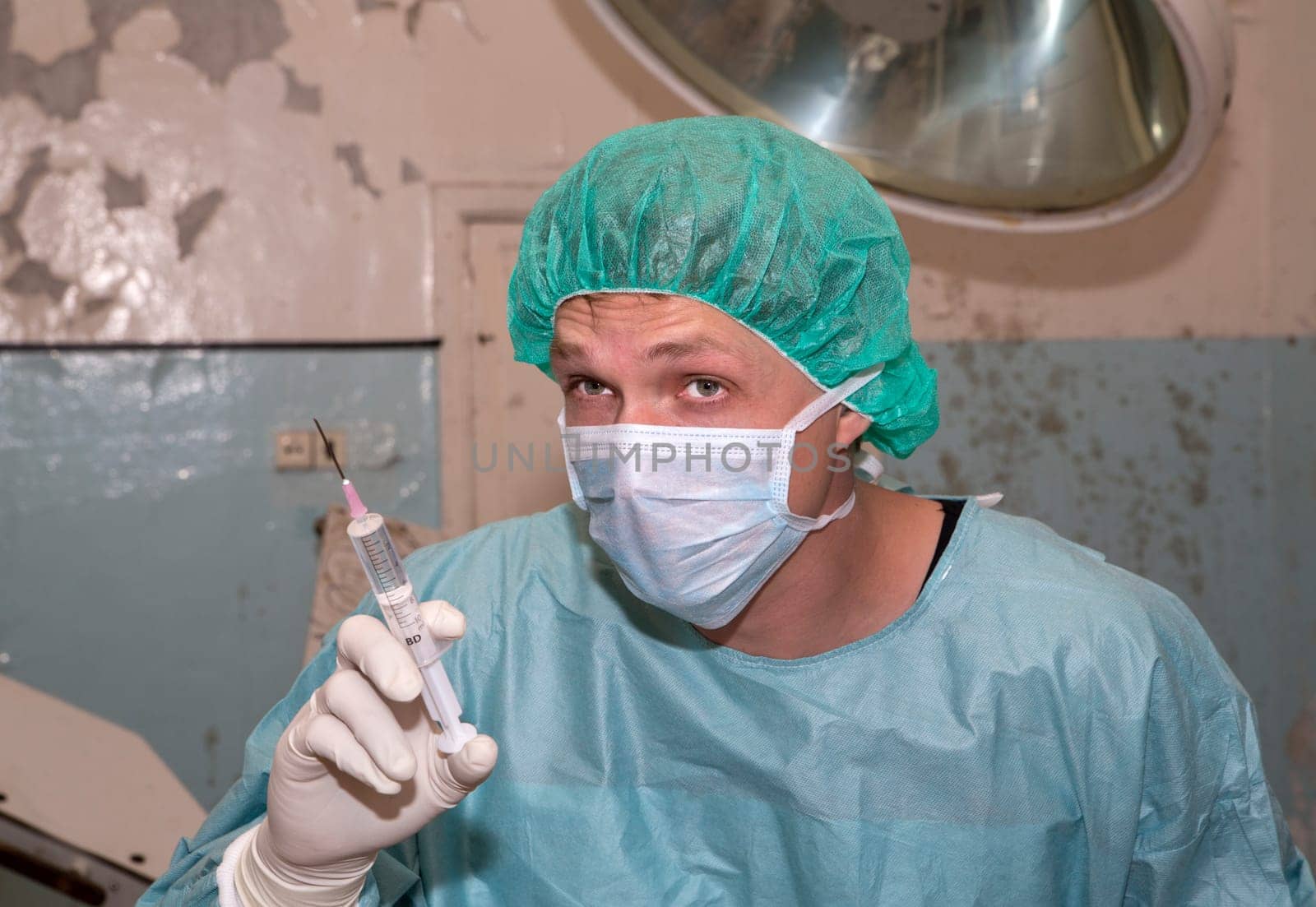 Surgeon making some thoughts before coming difficult surgery