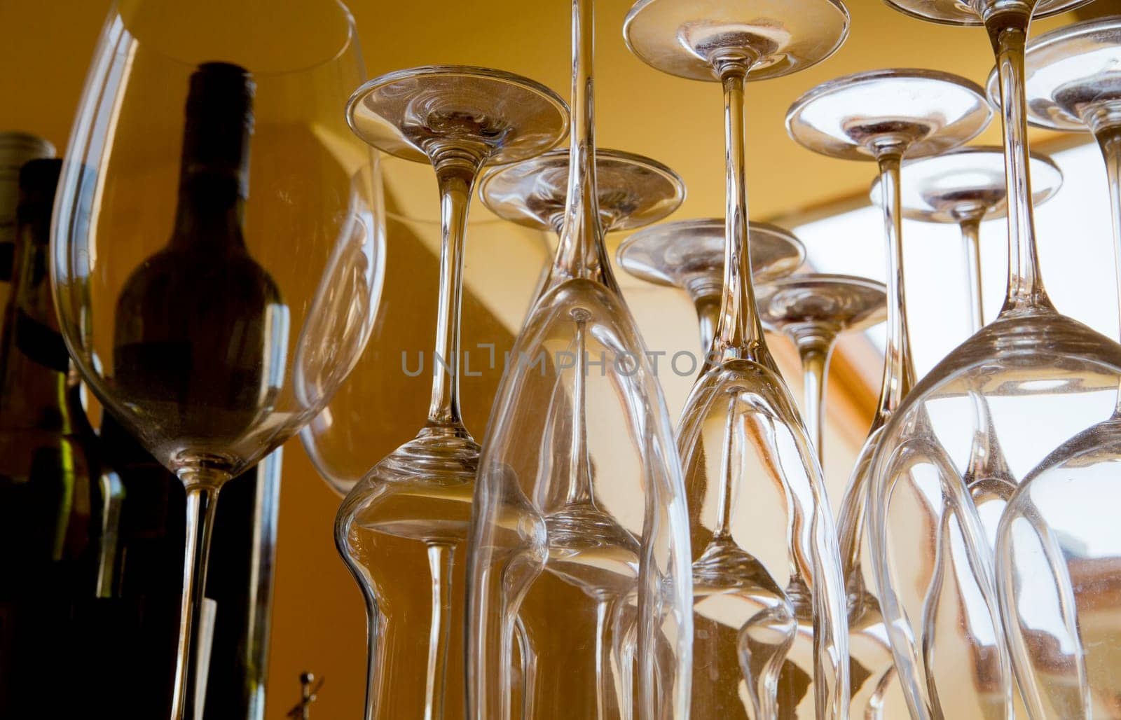 Emty goblets stay on special shelf and wait