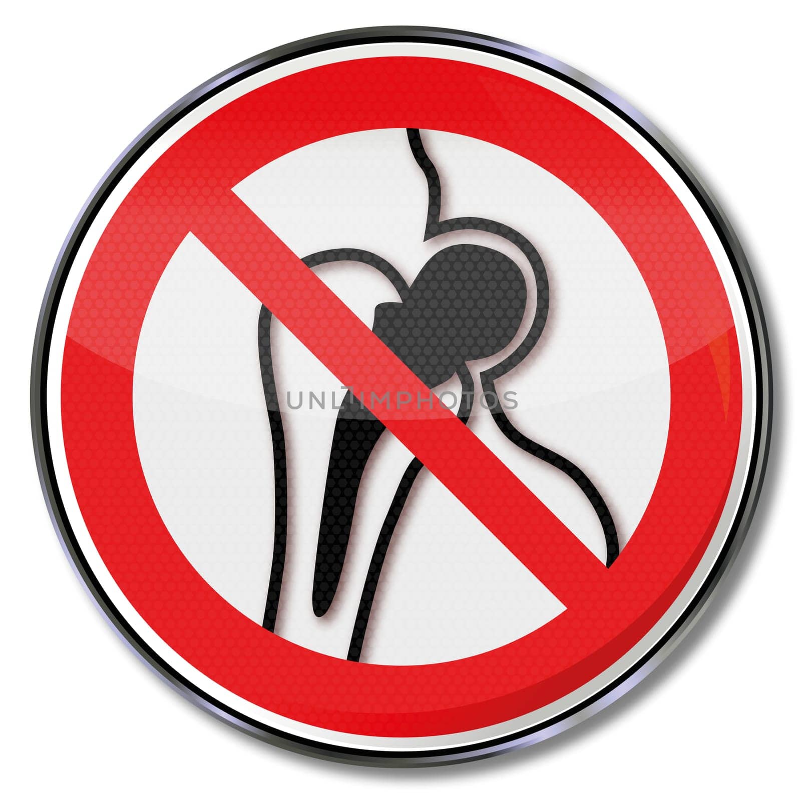 Prohibition sign person with implants