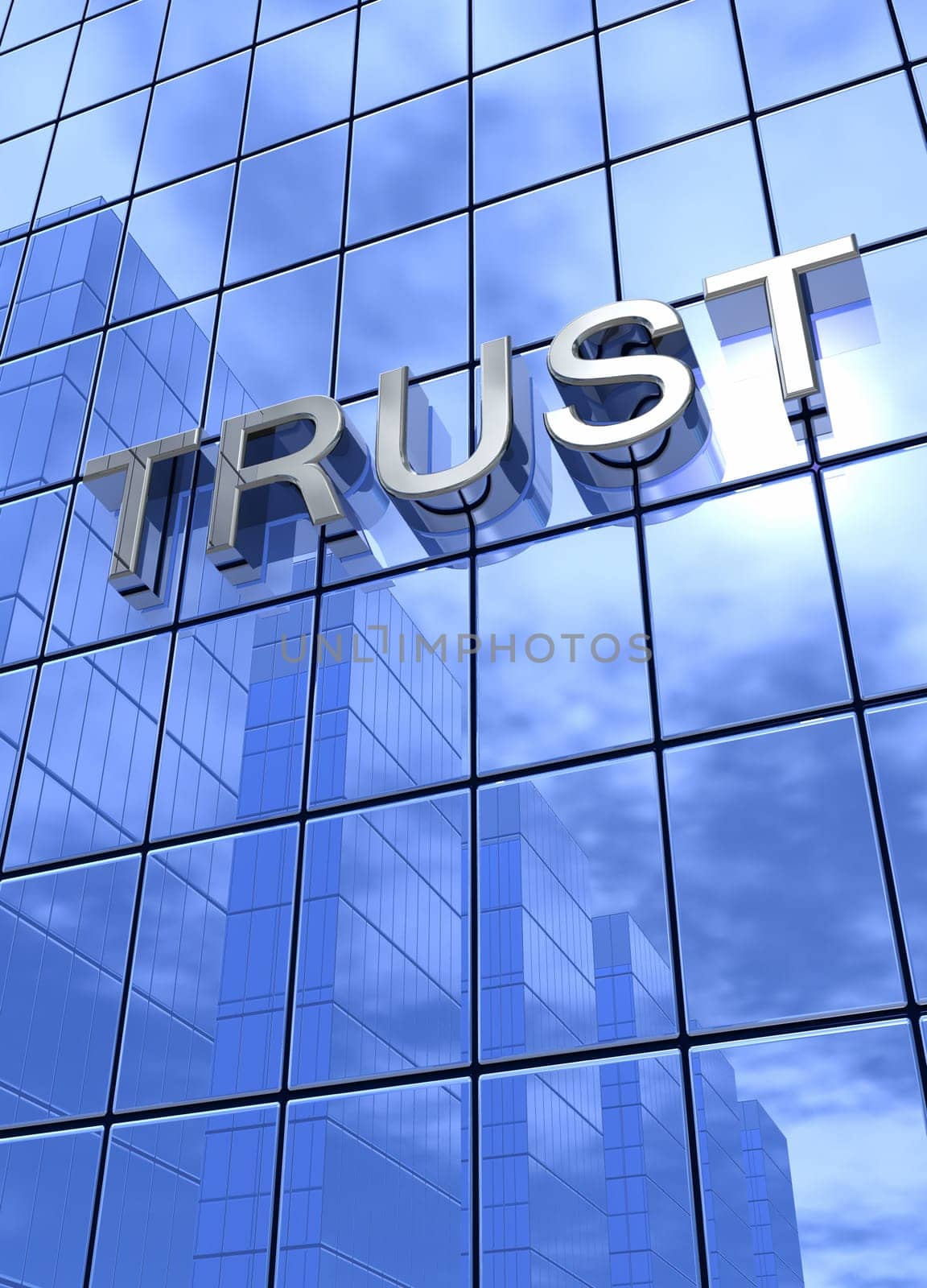Mirror façade blue - Trust concept vertical