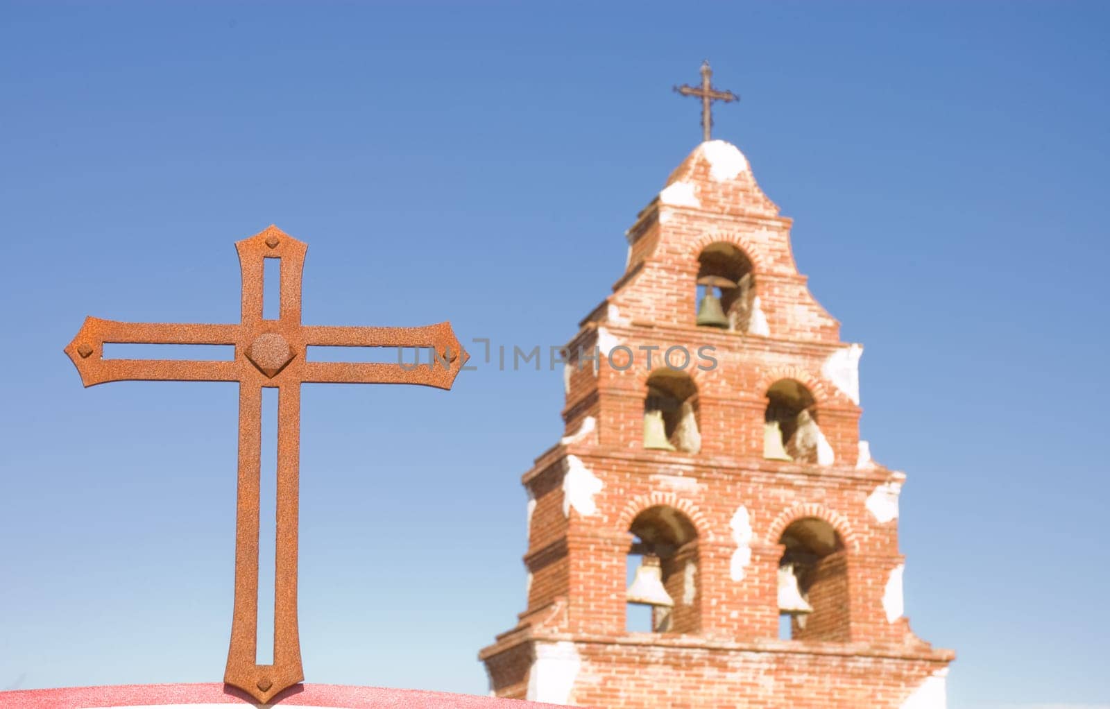 Belltower of San Migeul mission in California