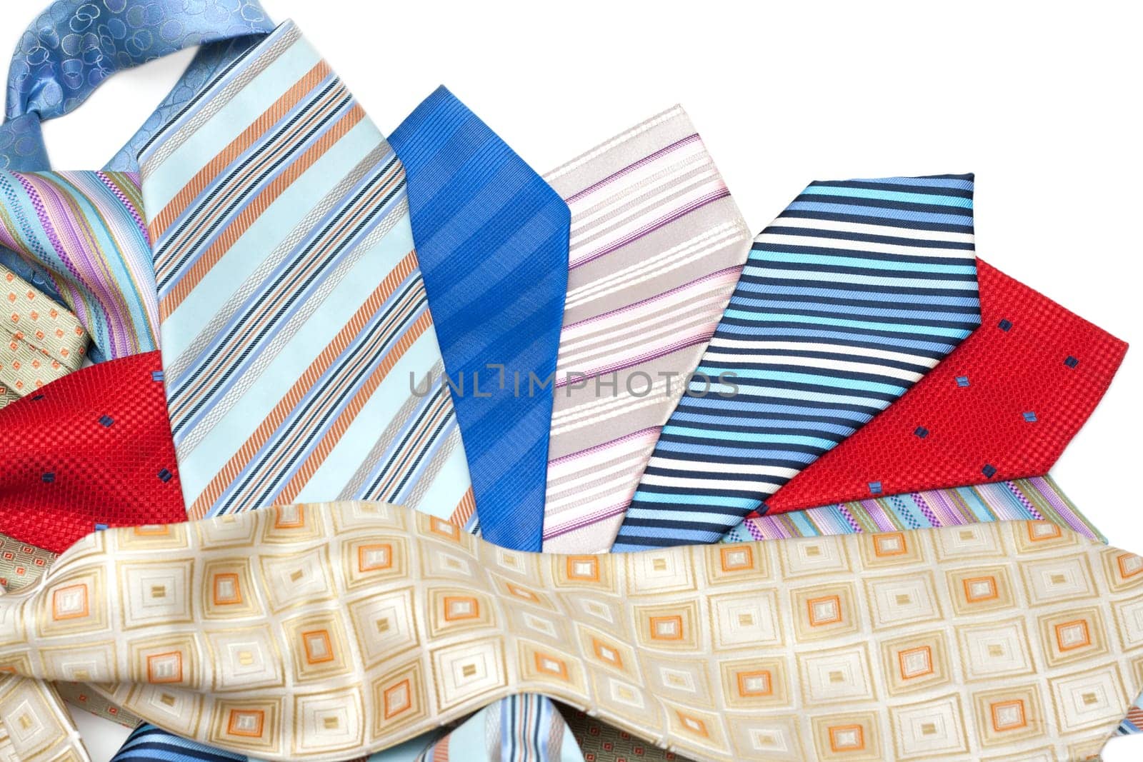 Colour, striped male ties insulated over white background