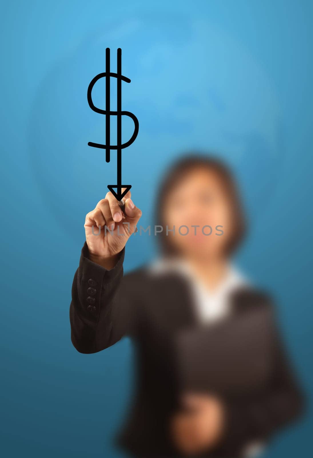 business women writing a dollar icon