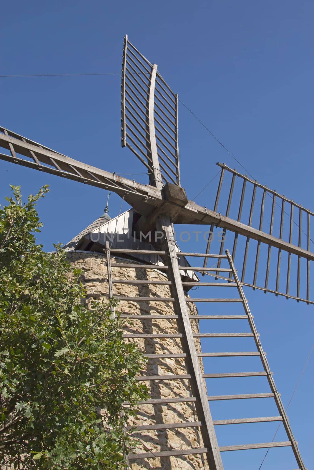 Ancient stone windmill (near village Grimaud, Provence, France)