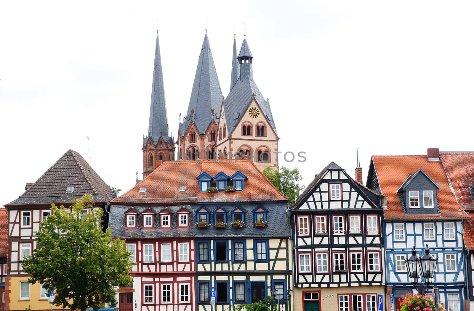 Half-timbered houses and St. Mary's Church Gelnhausen