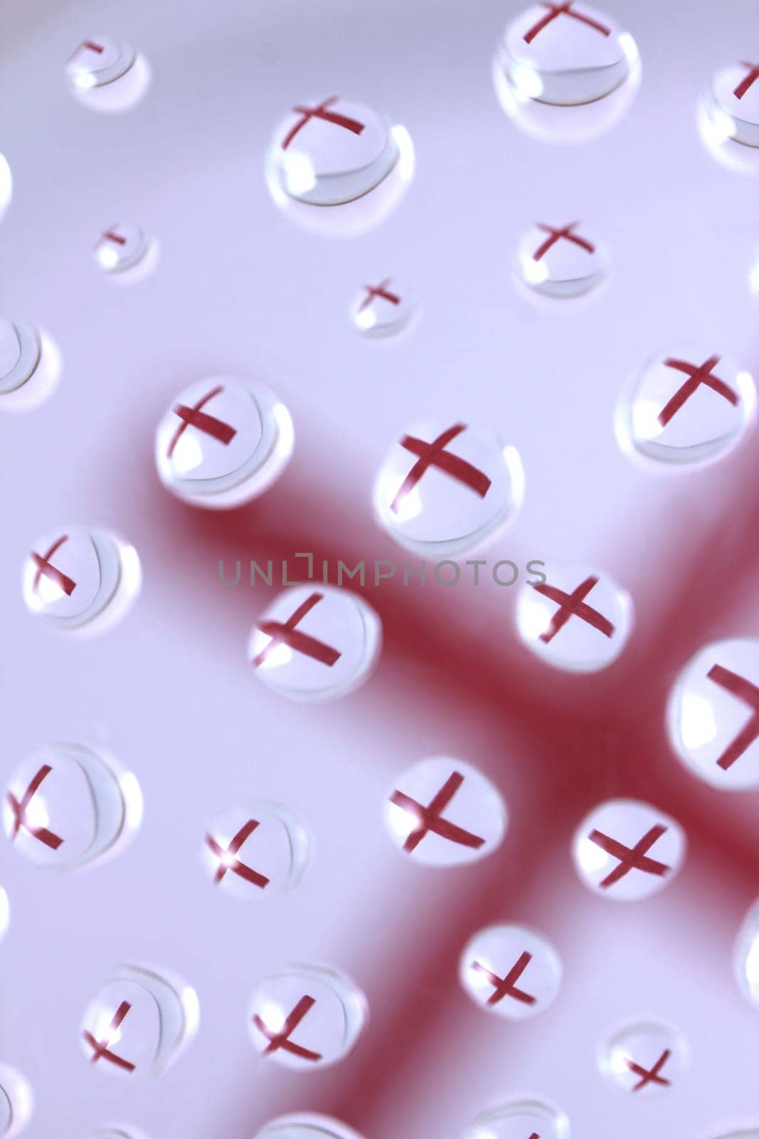 wrong cross symbol water drops