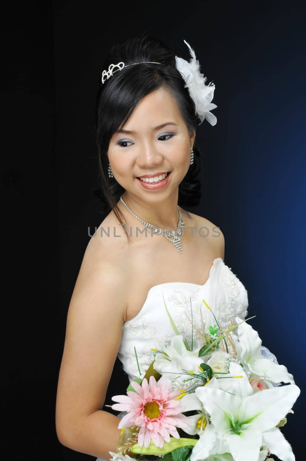 asian women in wedding dress