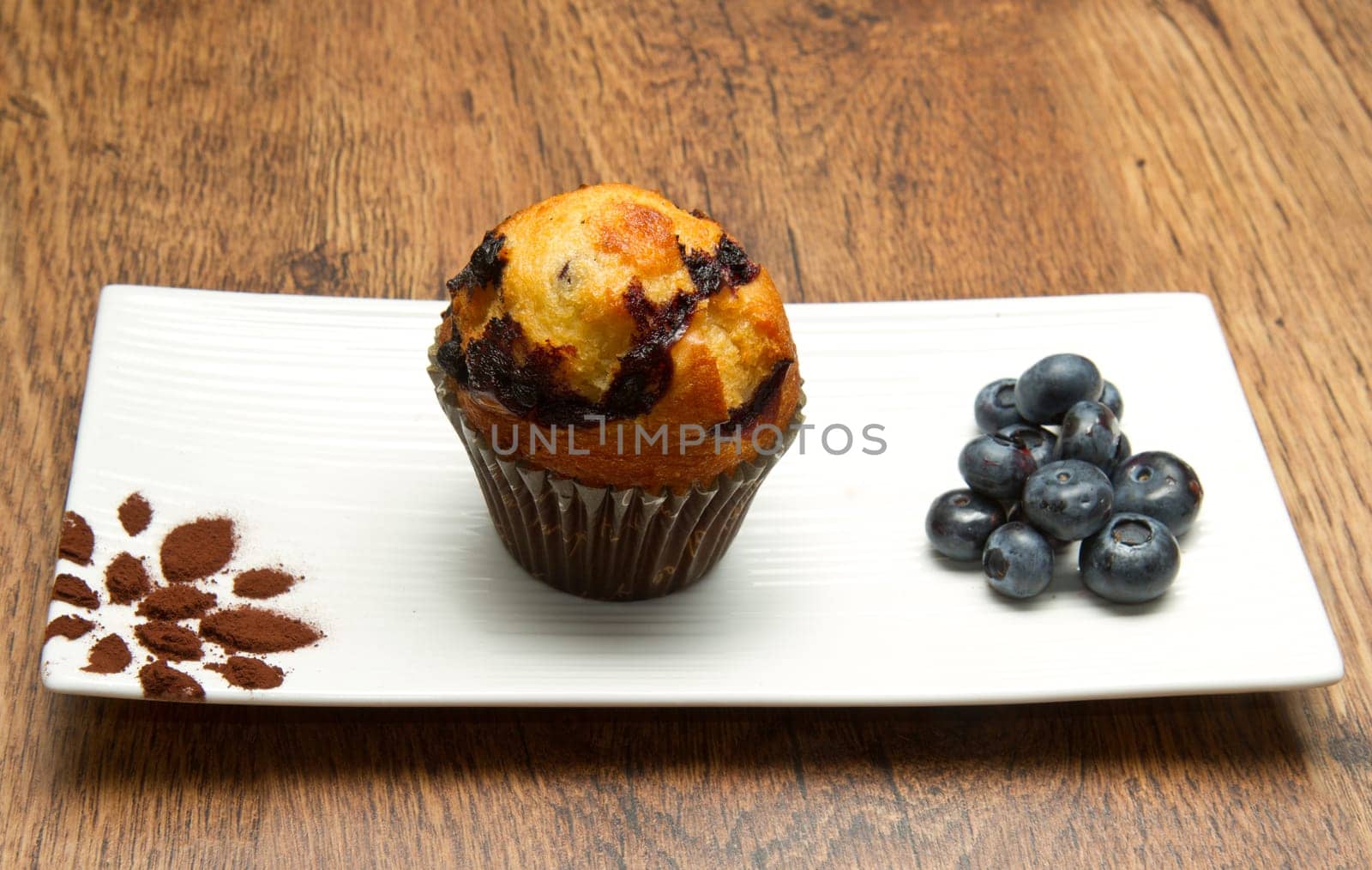 Home made chocolate chip muffin with blueberry