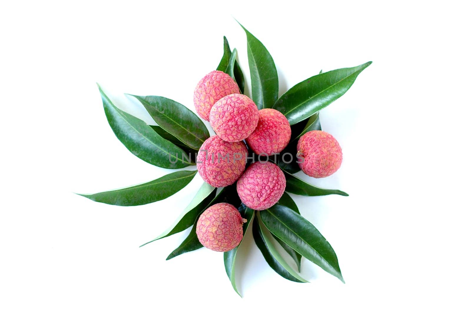 Fresh lychees isolated on white background