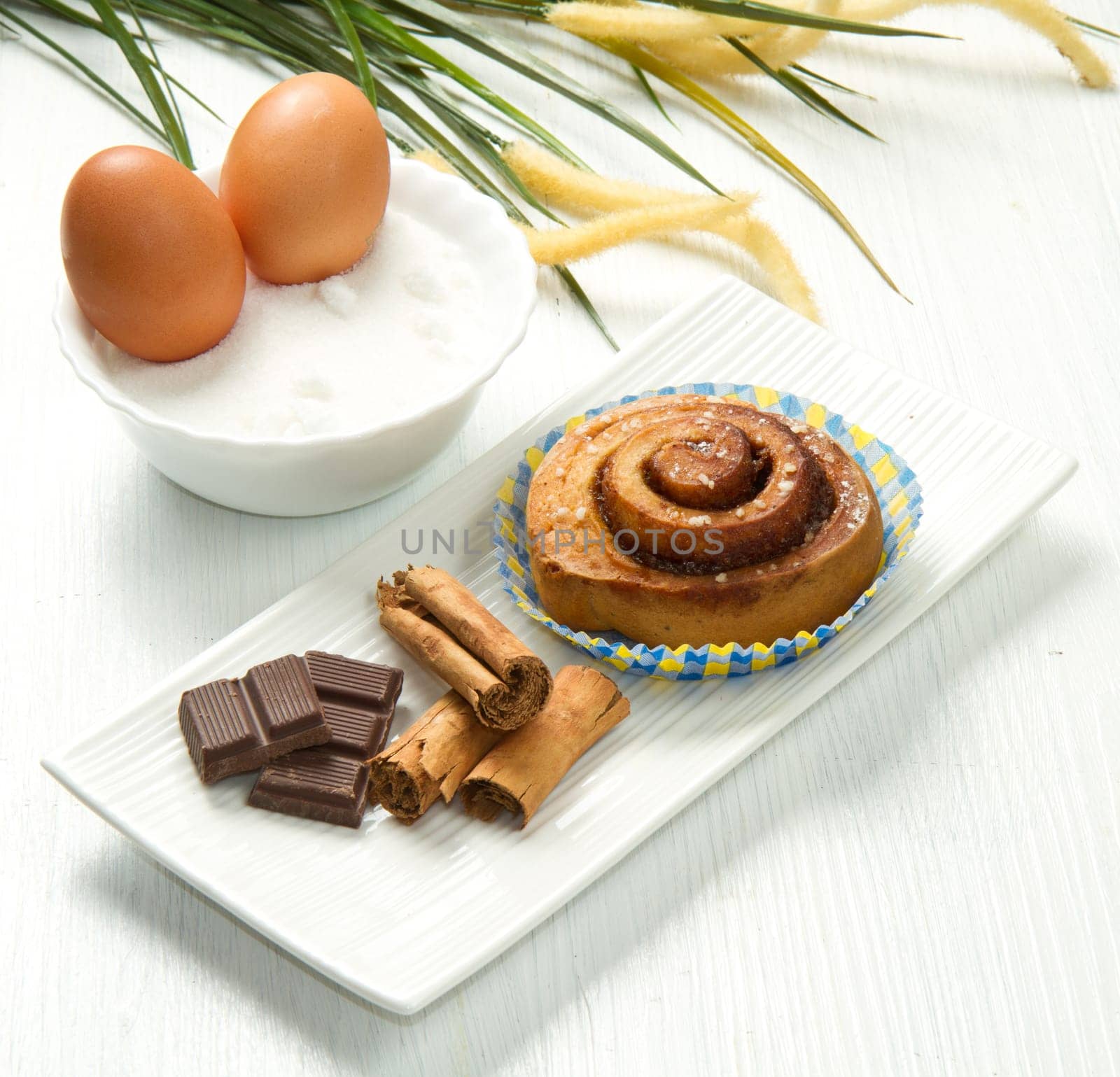 delicious  pastries with chocolate and cinnamon