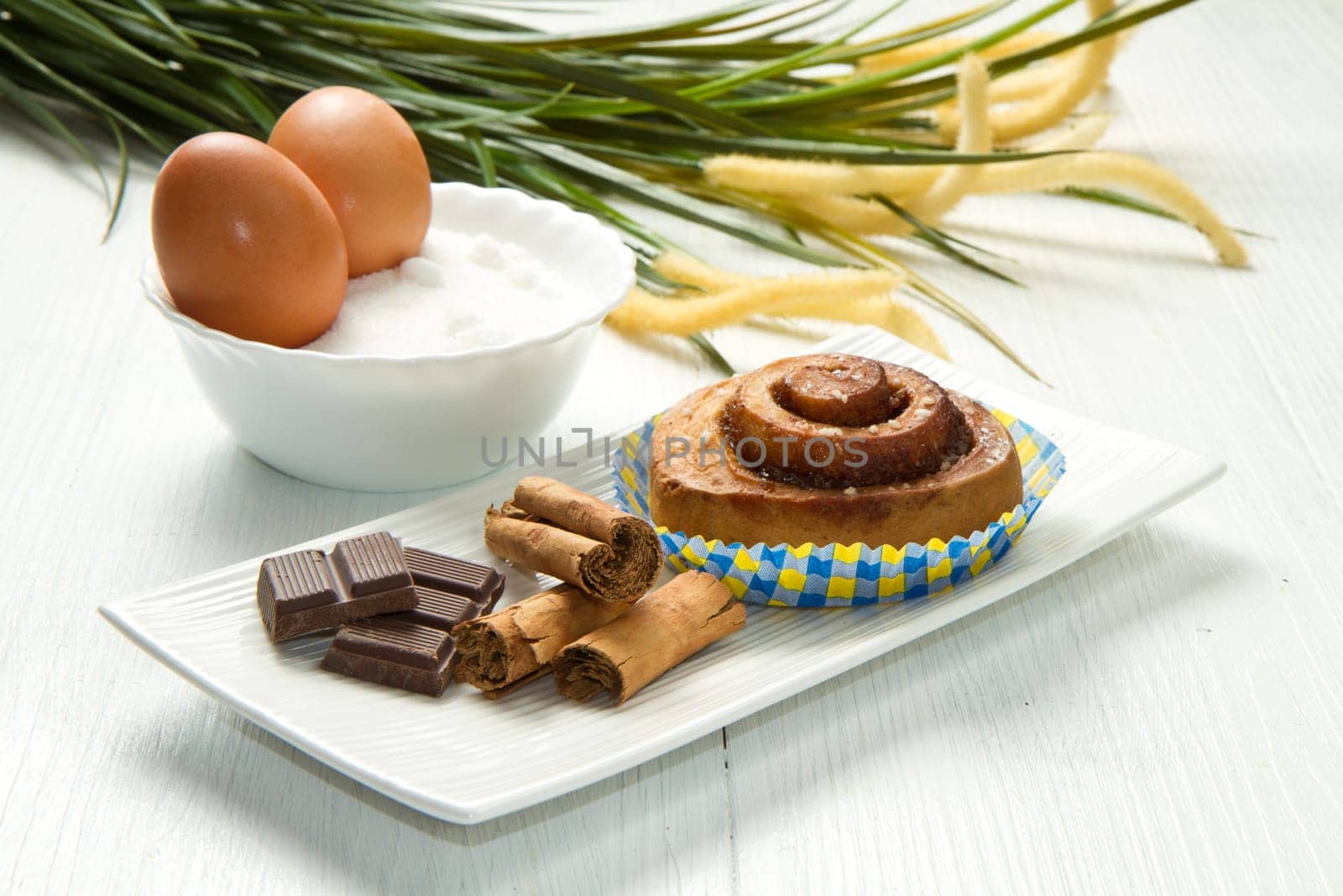 delicious  pastries with chocolate and cinnamon