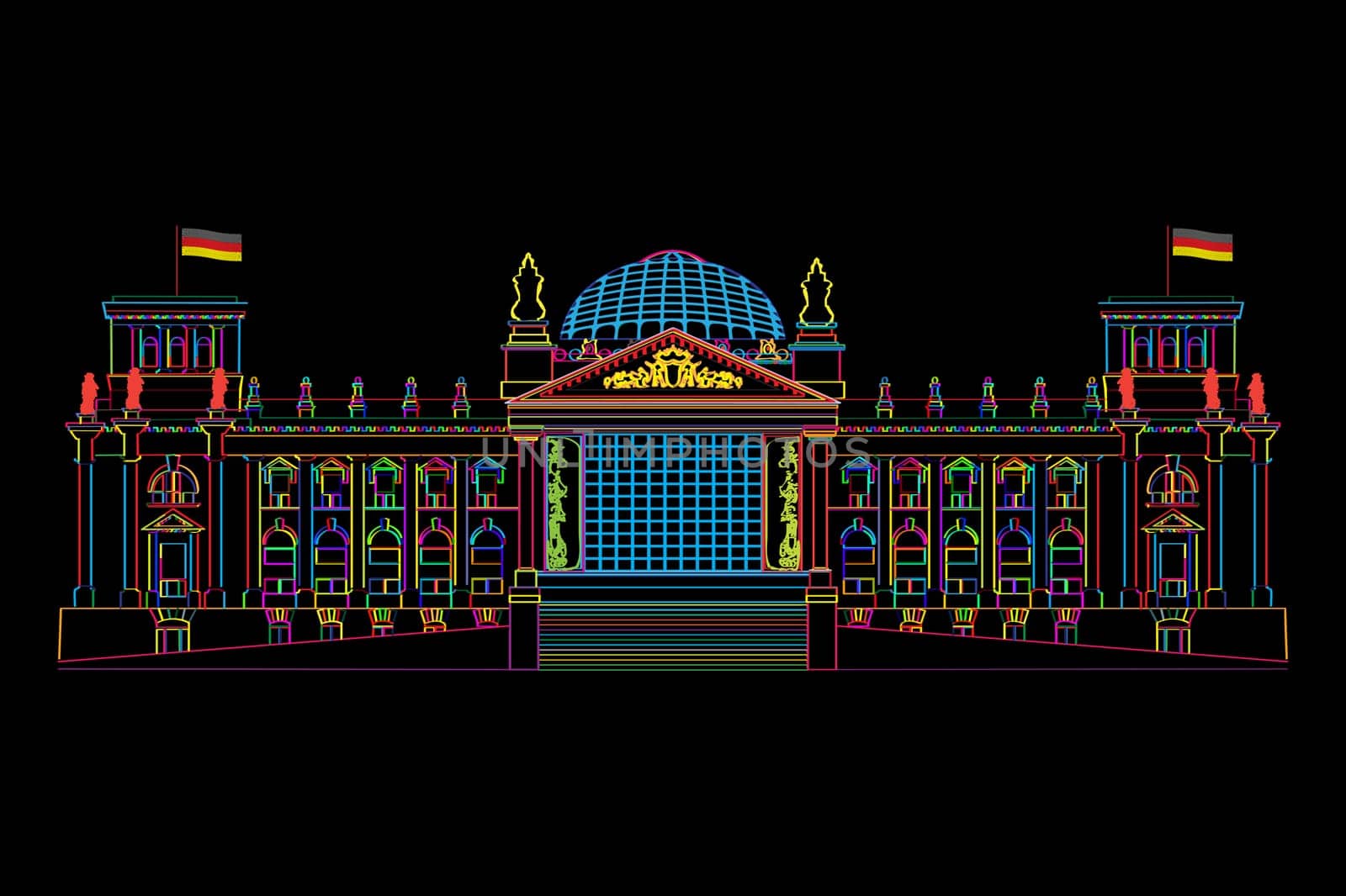Stylized illustration of Berlin&#039 s parliament, Reichstag.