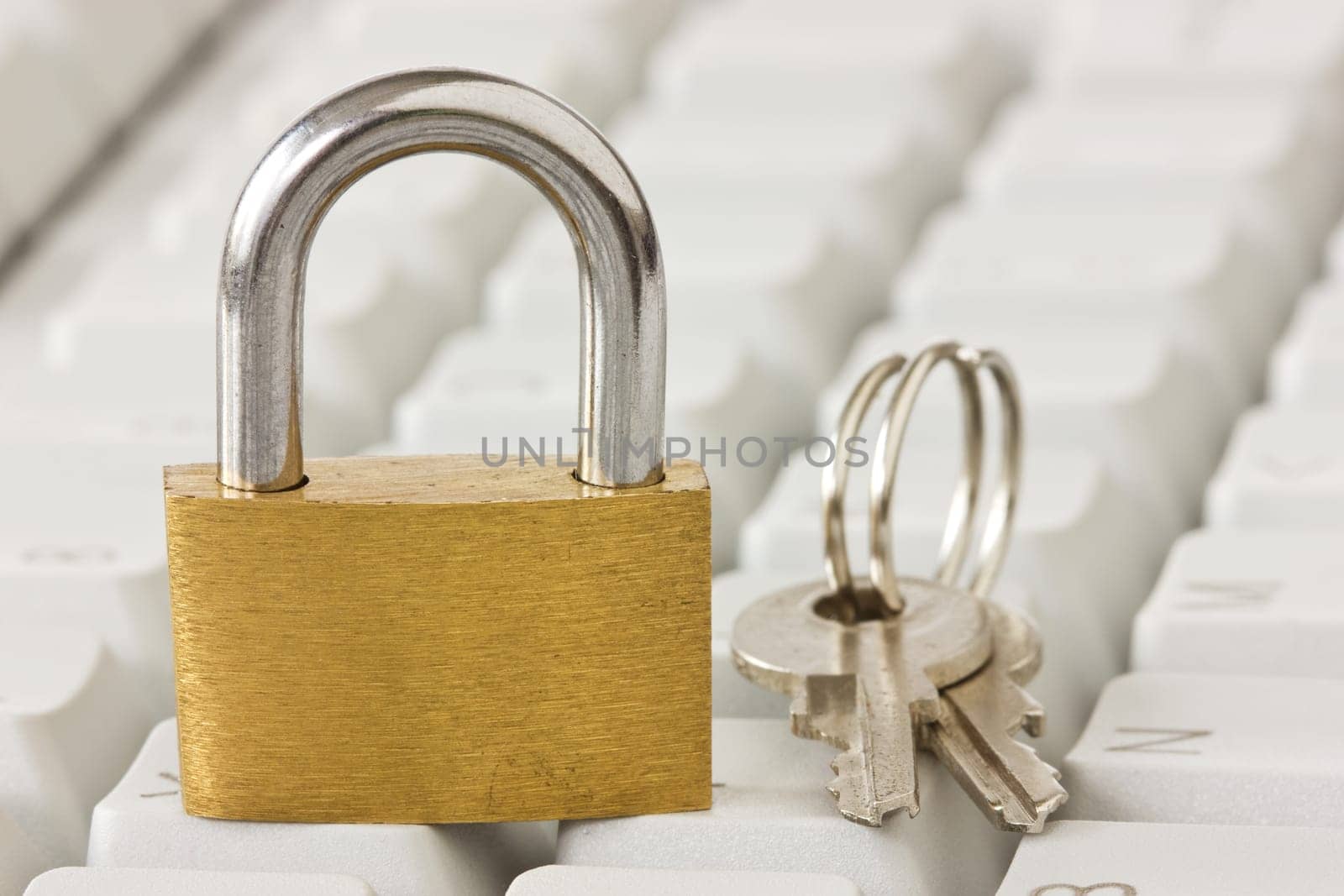 padlock with a keys on computer keyboard