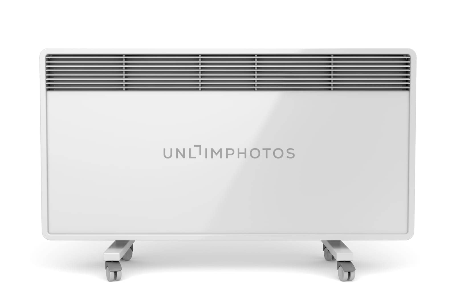 Mobile electric panel heater on white