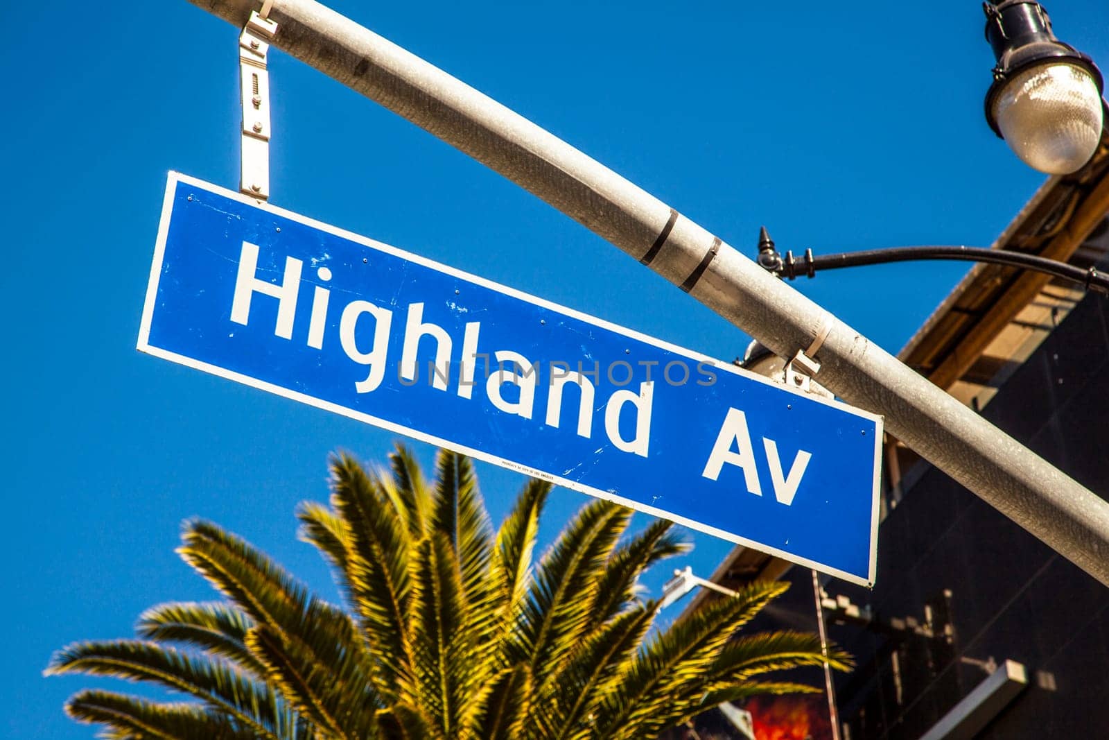 street sign Highland Av in Hollywood