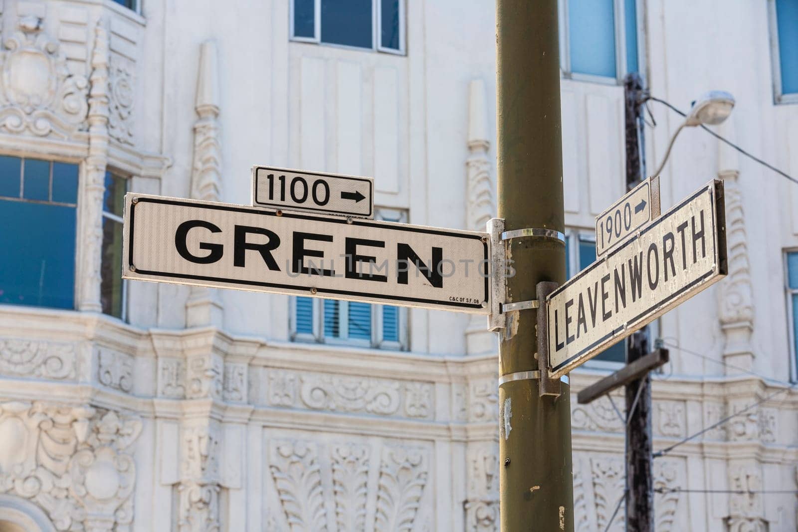 street sign of famous Green Street in San Francisco
