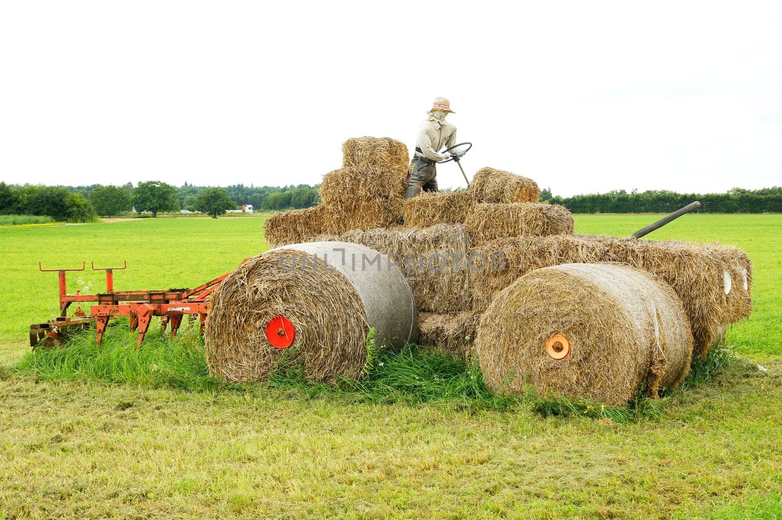 Straw Sculpture - Tractor with Plow