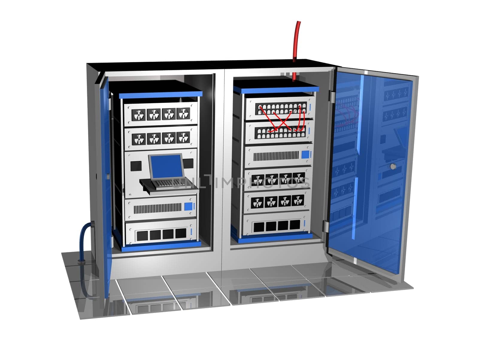 two 3d server racks