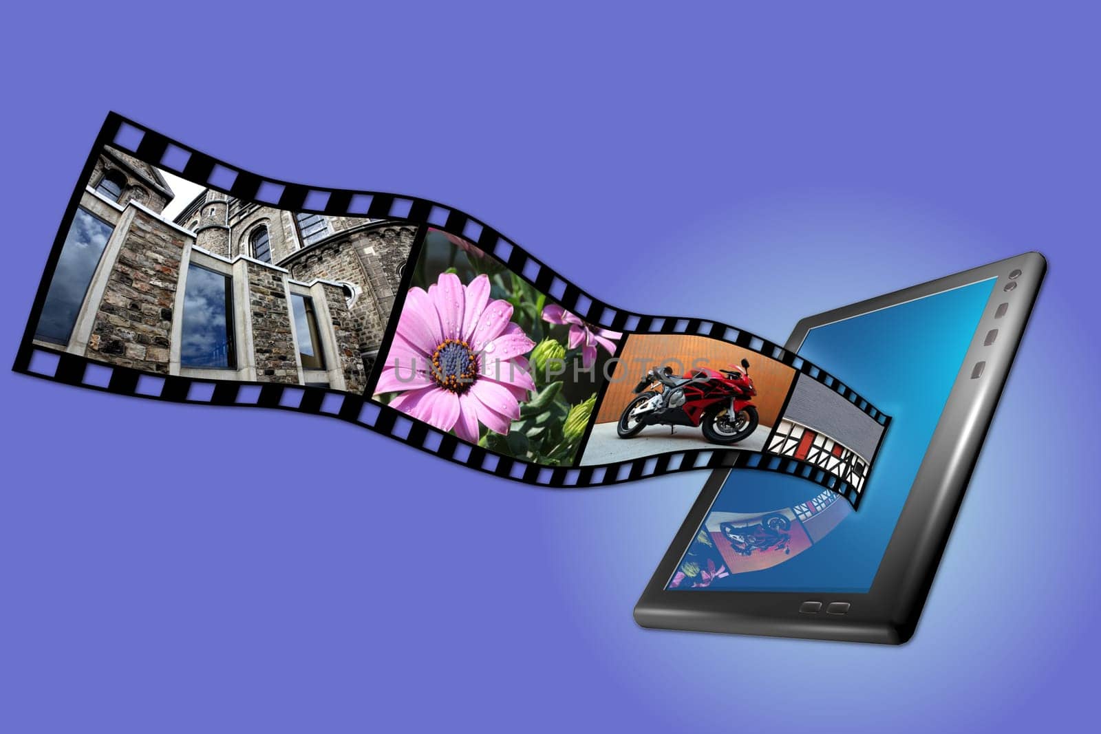 tablet pc with photos  in 3d