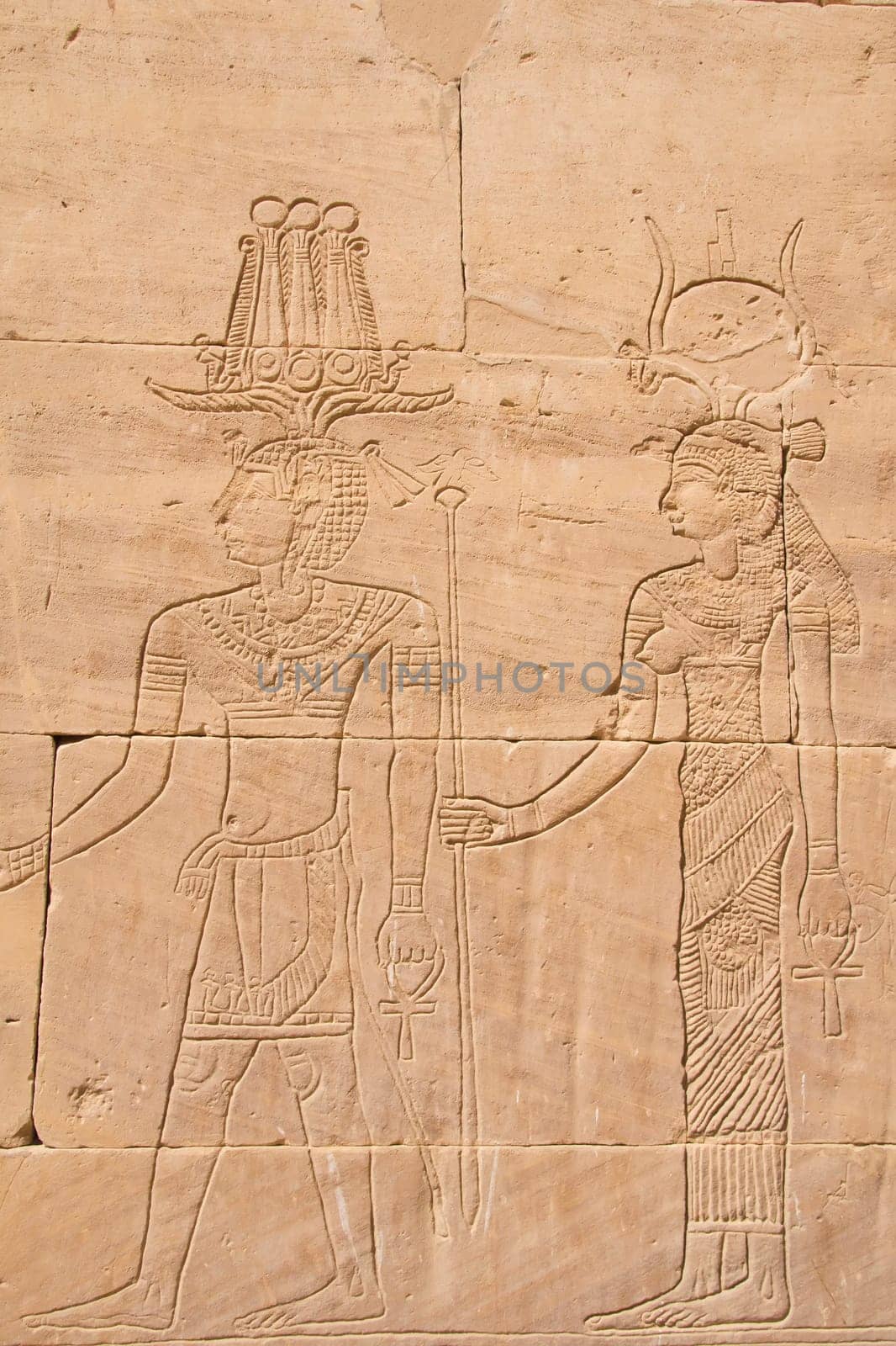 The wall paintings in Egyptian temples (Temple of Kalabsha on the banks of Aswan, Egypt)