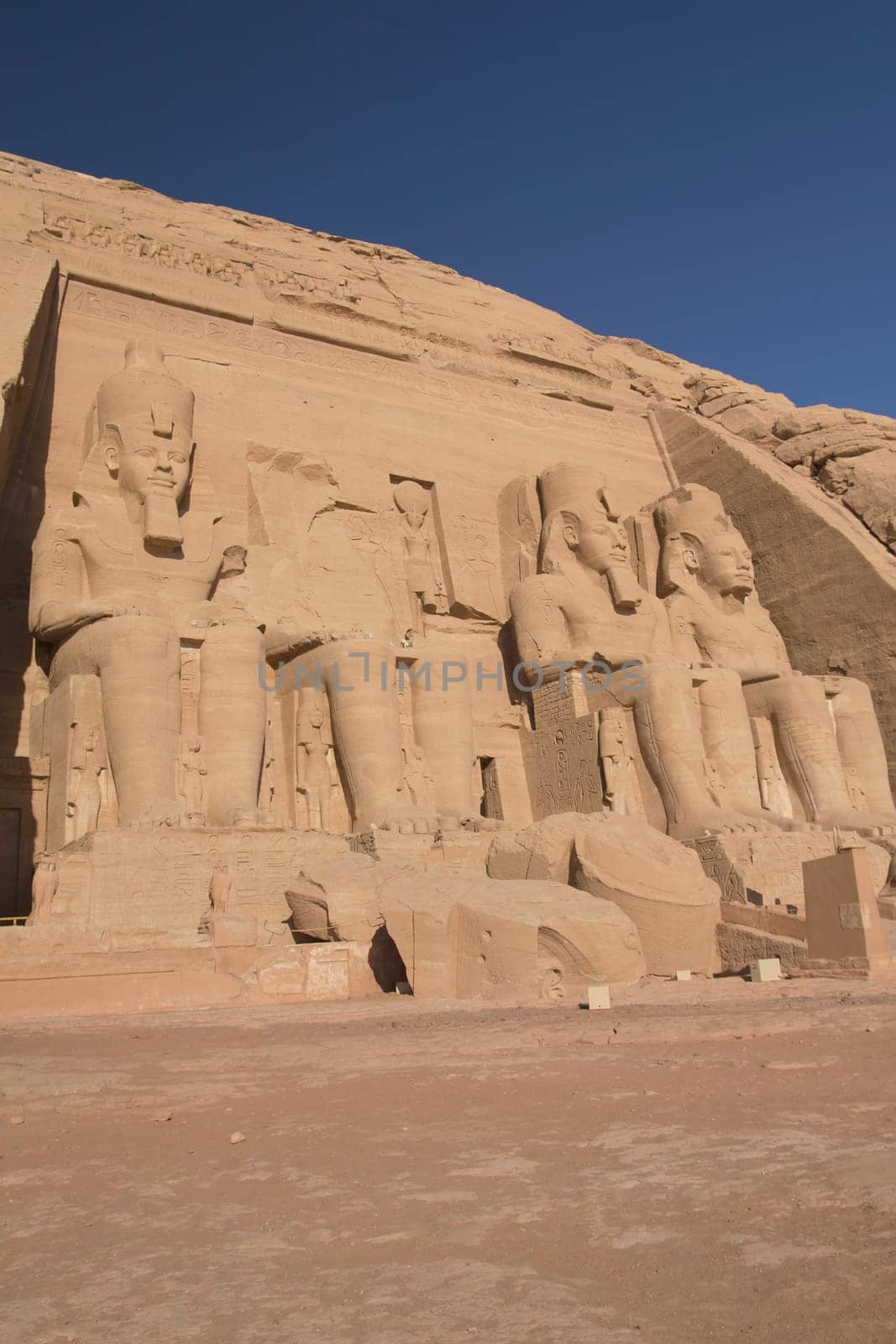 Abu Simbel Temple of King Ramses II, a masterpiece of pharaonic arts and buildings in Old Egypt