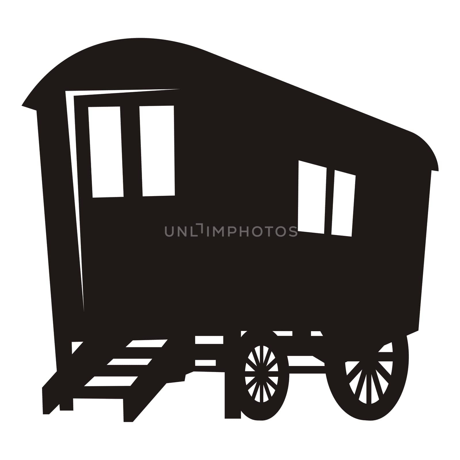Vector silhouette of gypsy caravan wagon