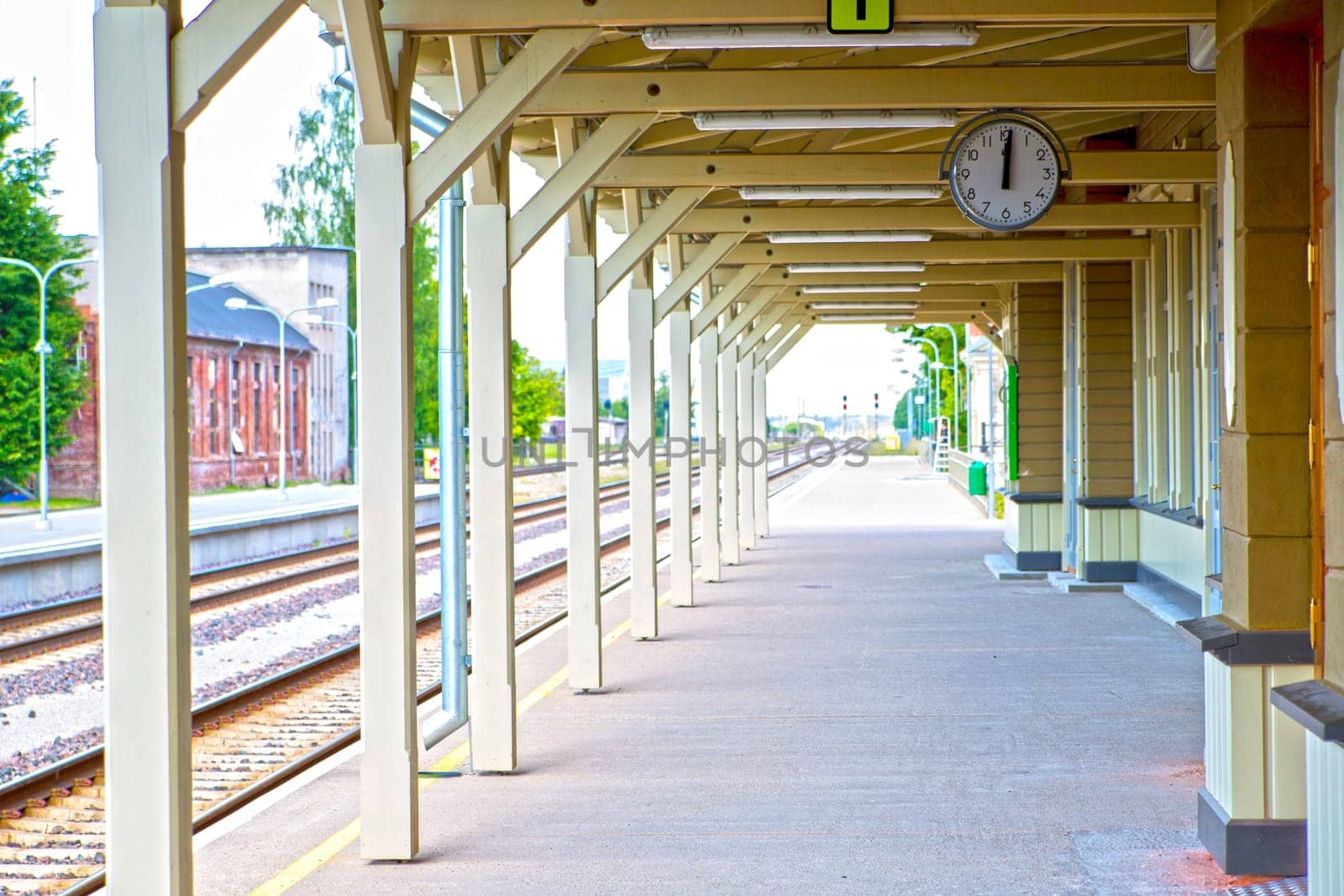 Clean and empty from people platform waiting train