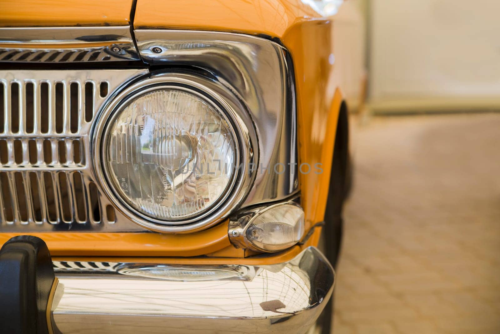 Piece of retro car in used wide garage