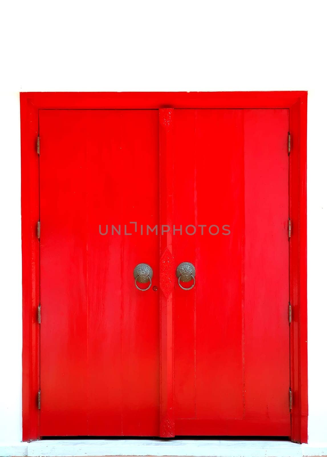 wooden red door