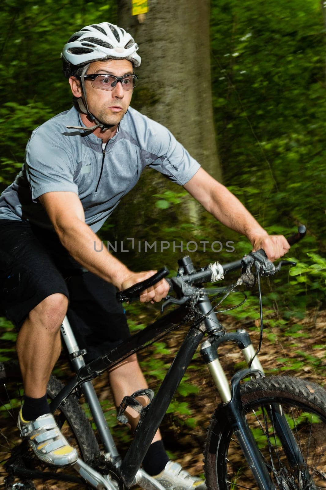 Mountain bikers in downhill