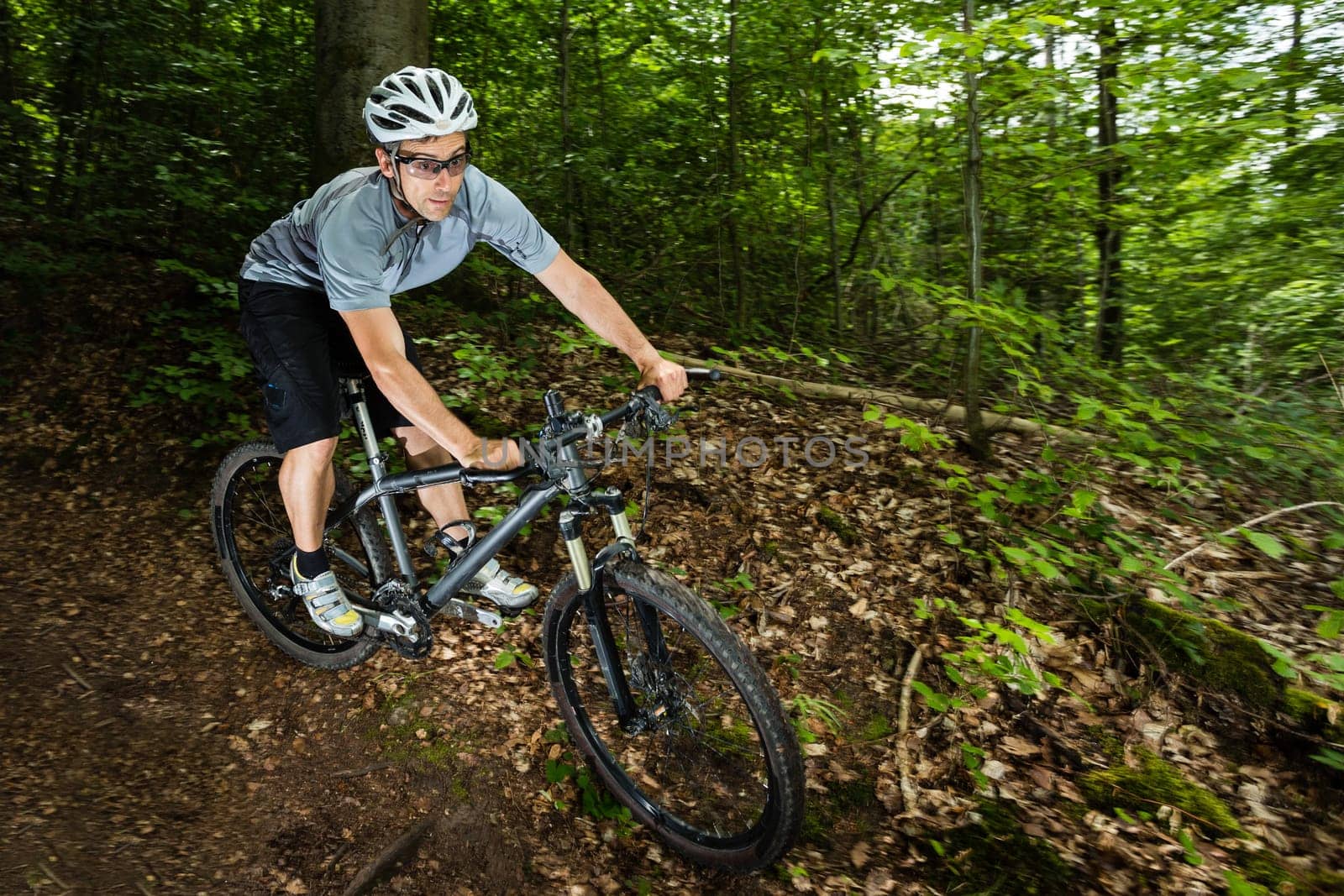Mountain bikers in downhill
