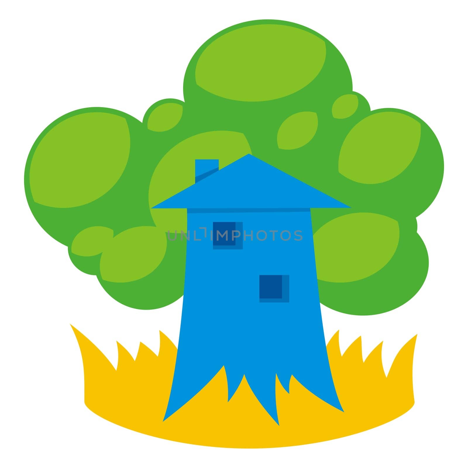 Greener home icon with tree like building