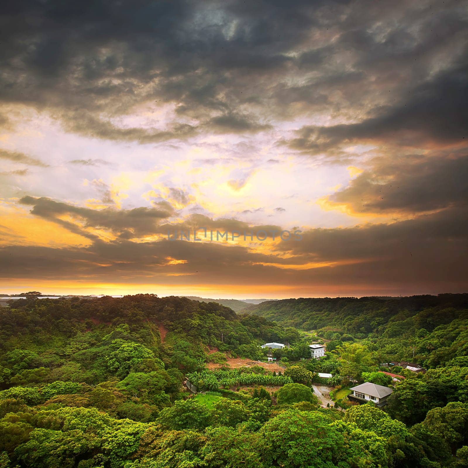 Country sunset with nice sky color