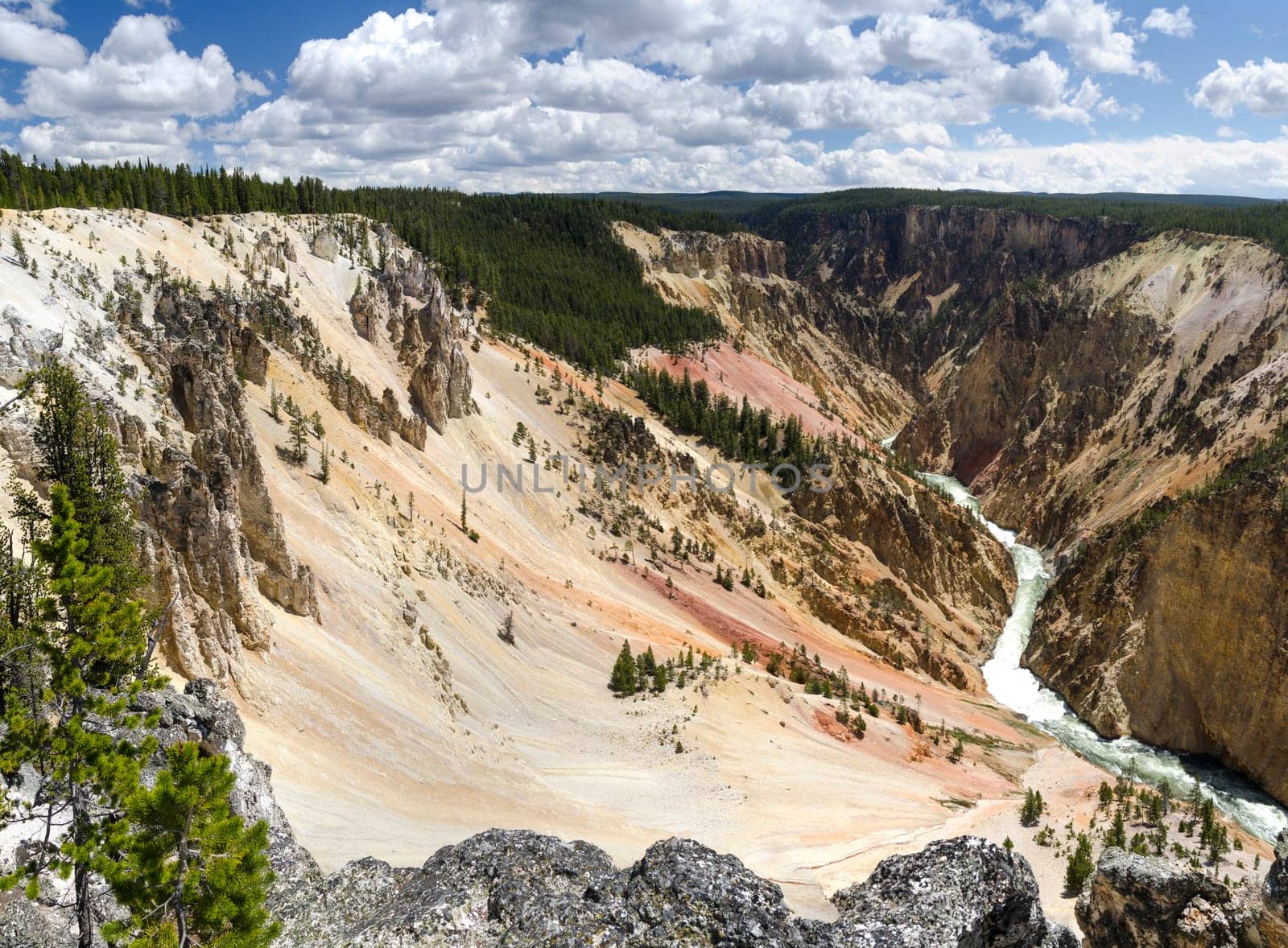 Panoramic at Canyon Village in Yellowstone National Park in Wyoming in the United States of America