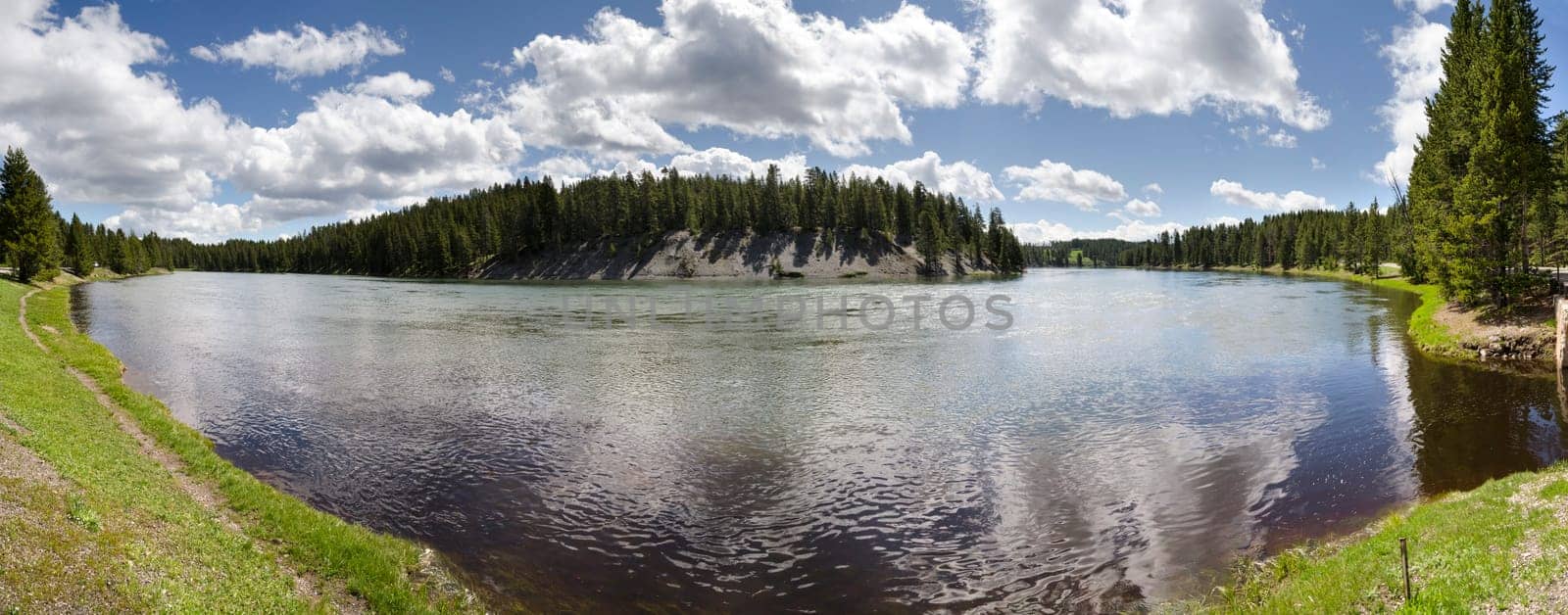 overview of the Yellowstone River in Yellowstone National Park in Wyoming in the United States of America