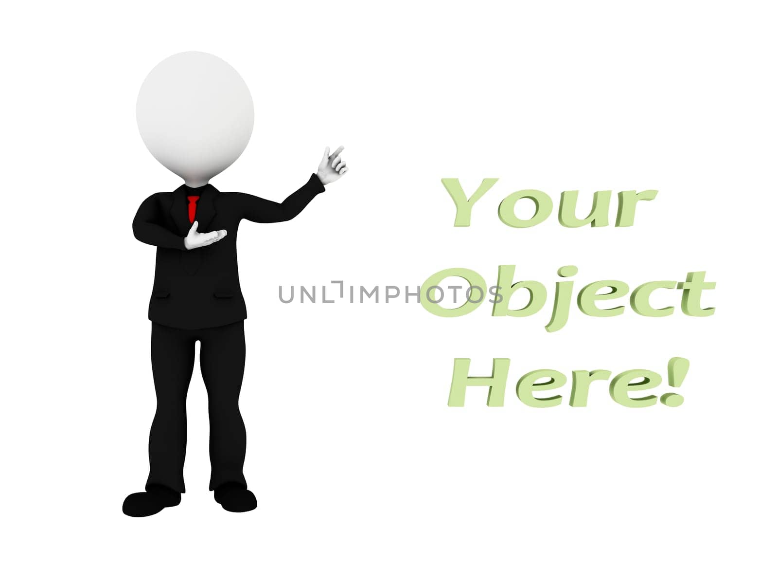 3d man presenting your product over white background