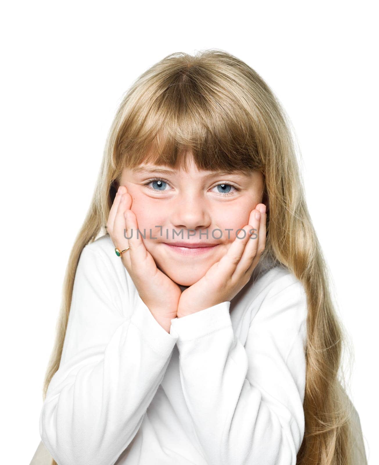 Portrait of a Little Girl on white Background
