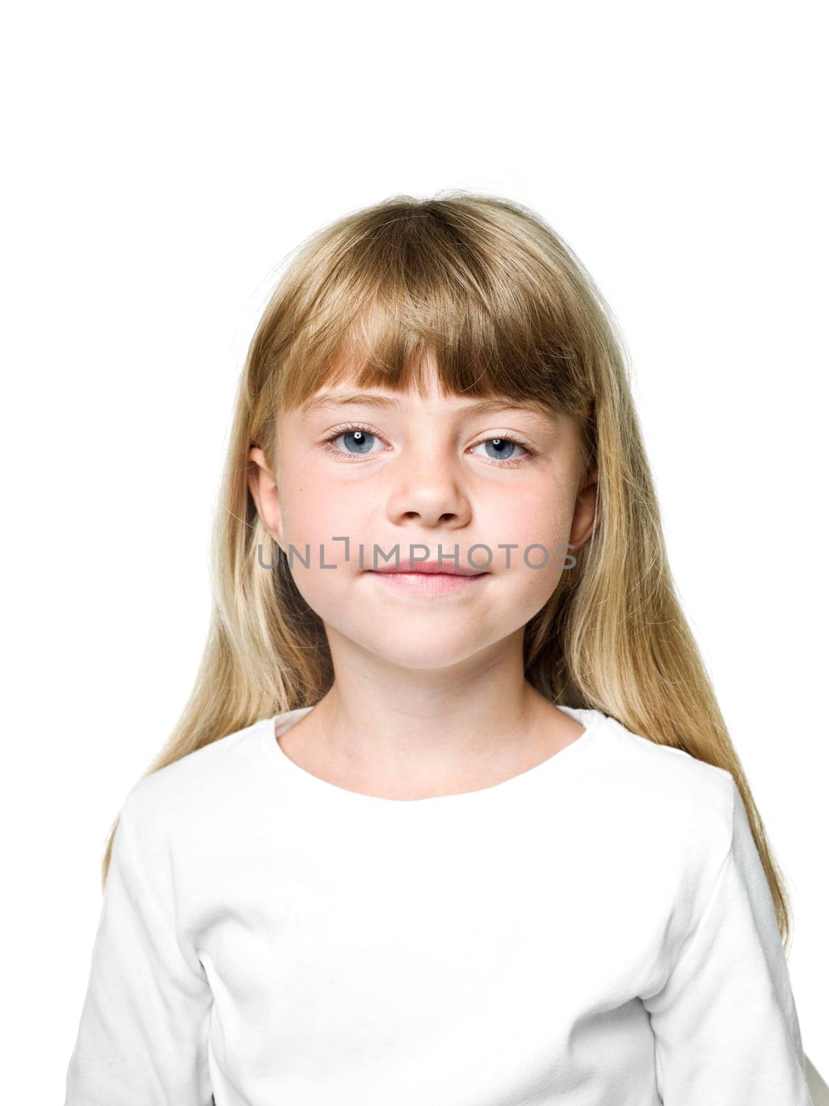 Portrait of a Little Girl on white Background