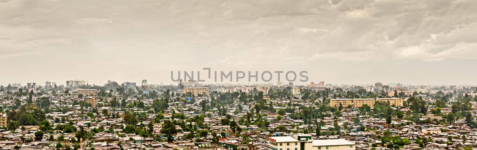 Panoramic view of the city of Addis Ababa, showing the densely packed houses