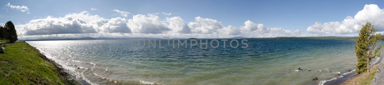overview of Yellowstone Lake in Yellowstone National Park in Wyoming in the United States of America