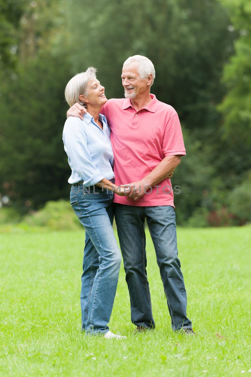 Happy senior couple in a park
