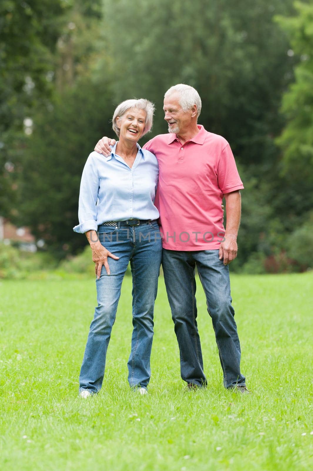 Happy senior couple in a park