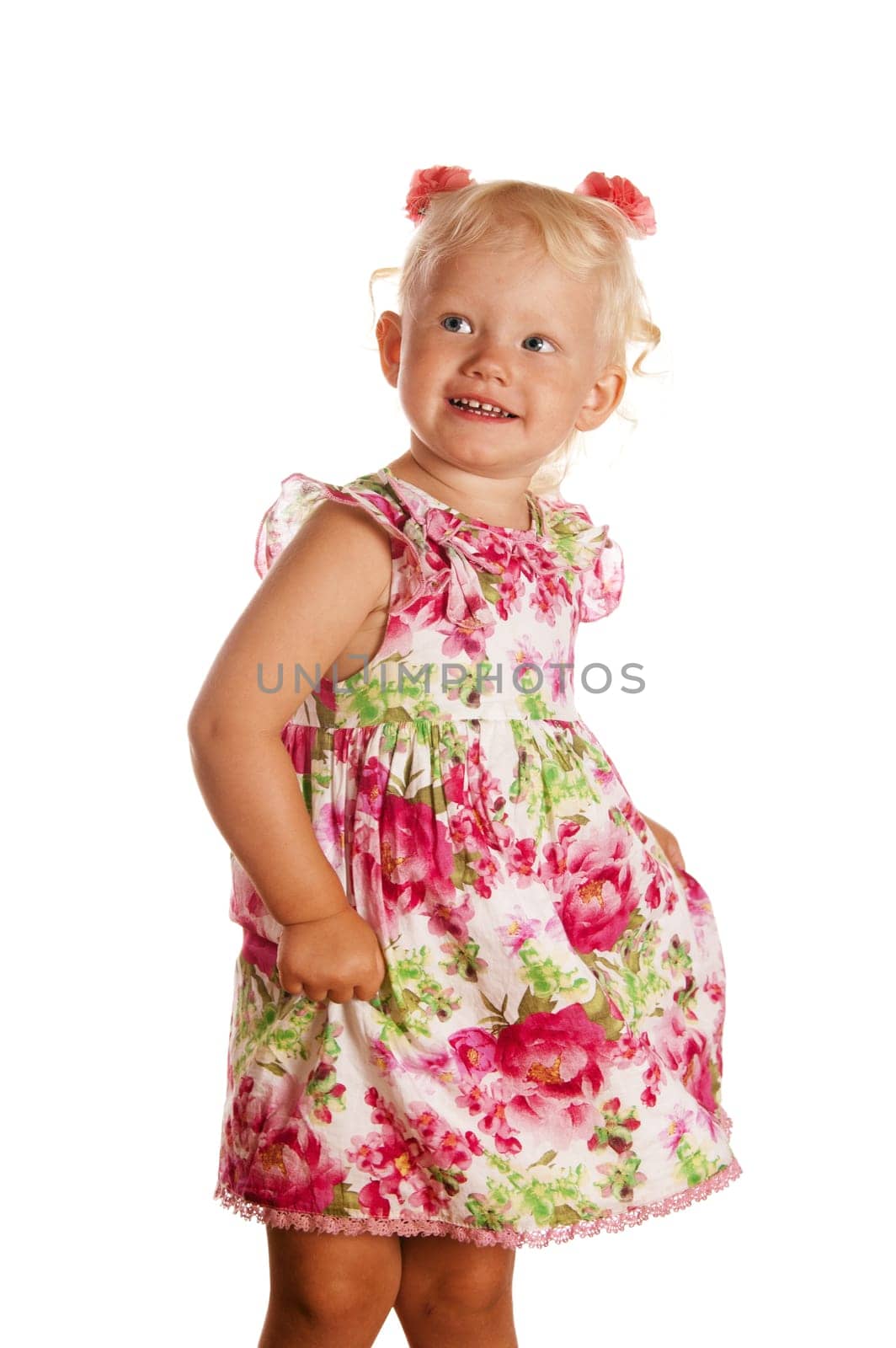 Portrait of the little girl, it is isolated on white