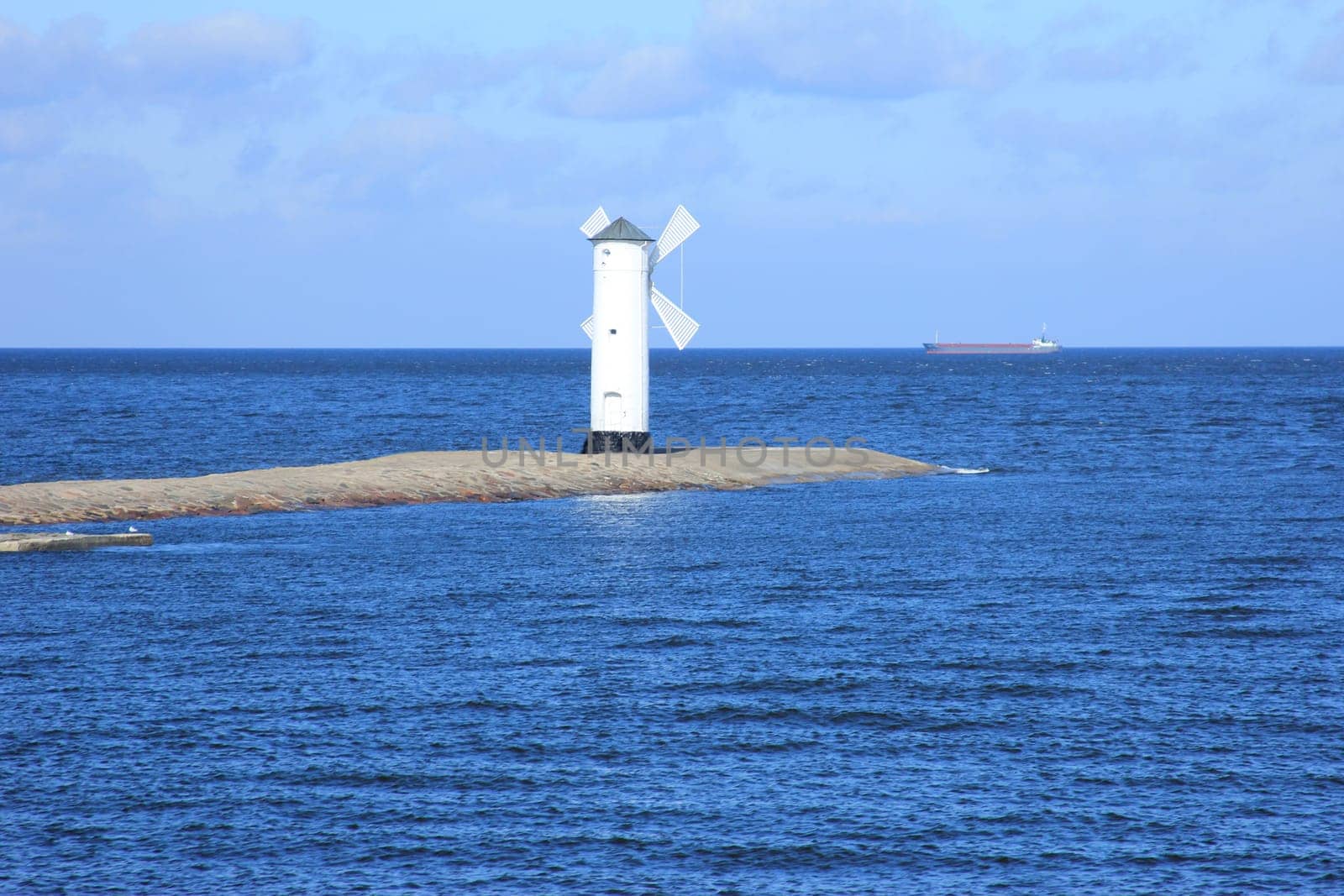 Mill beacon at the entrance to the port of Swinoujscie,Poland