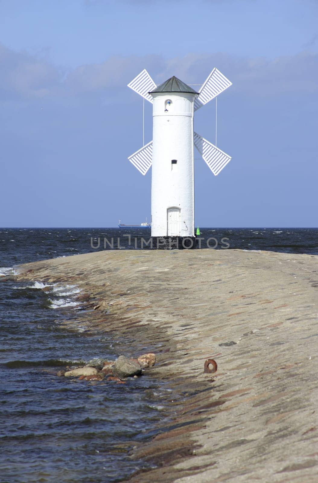 Mill beacon at the entrance to the port of Swinoujscie,Poland