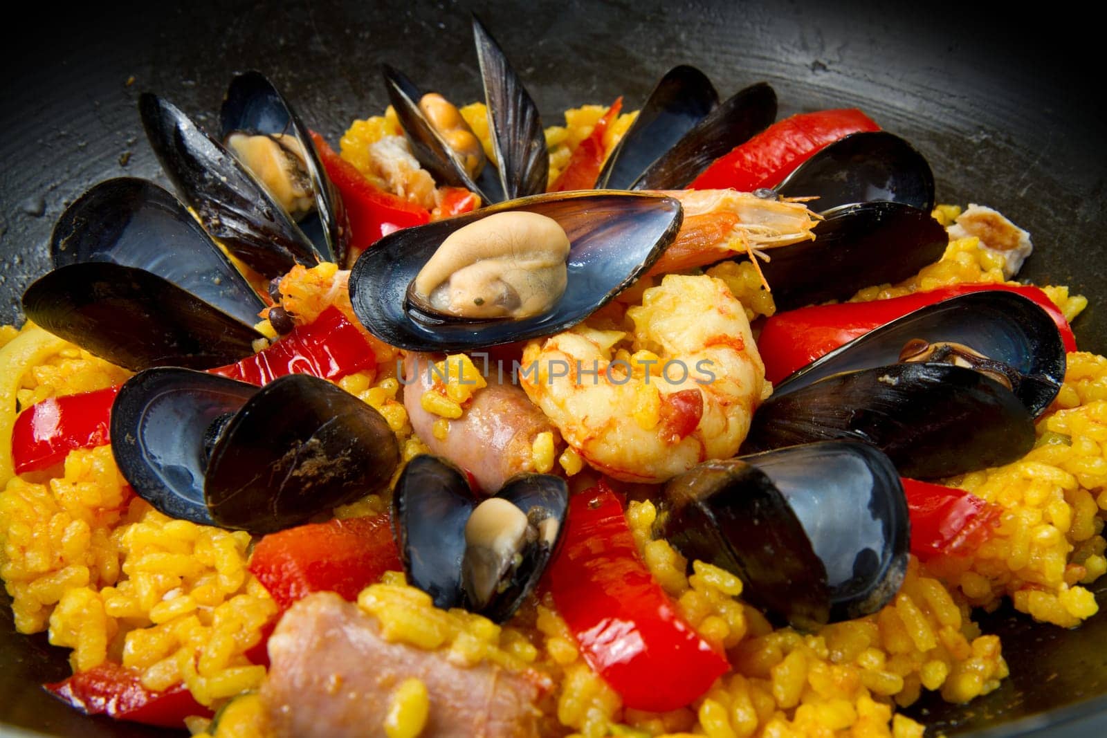 Seafood Spanish Paella, traditional recipe